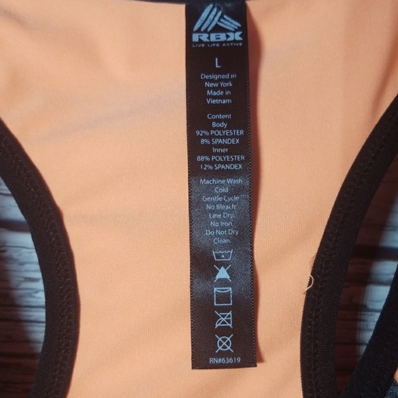 Reebok RBK razorback tank top orange gray grey workout top Sz Large - Picture 4 of 7